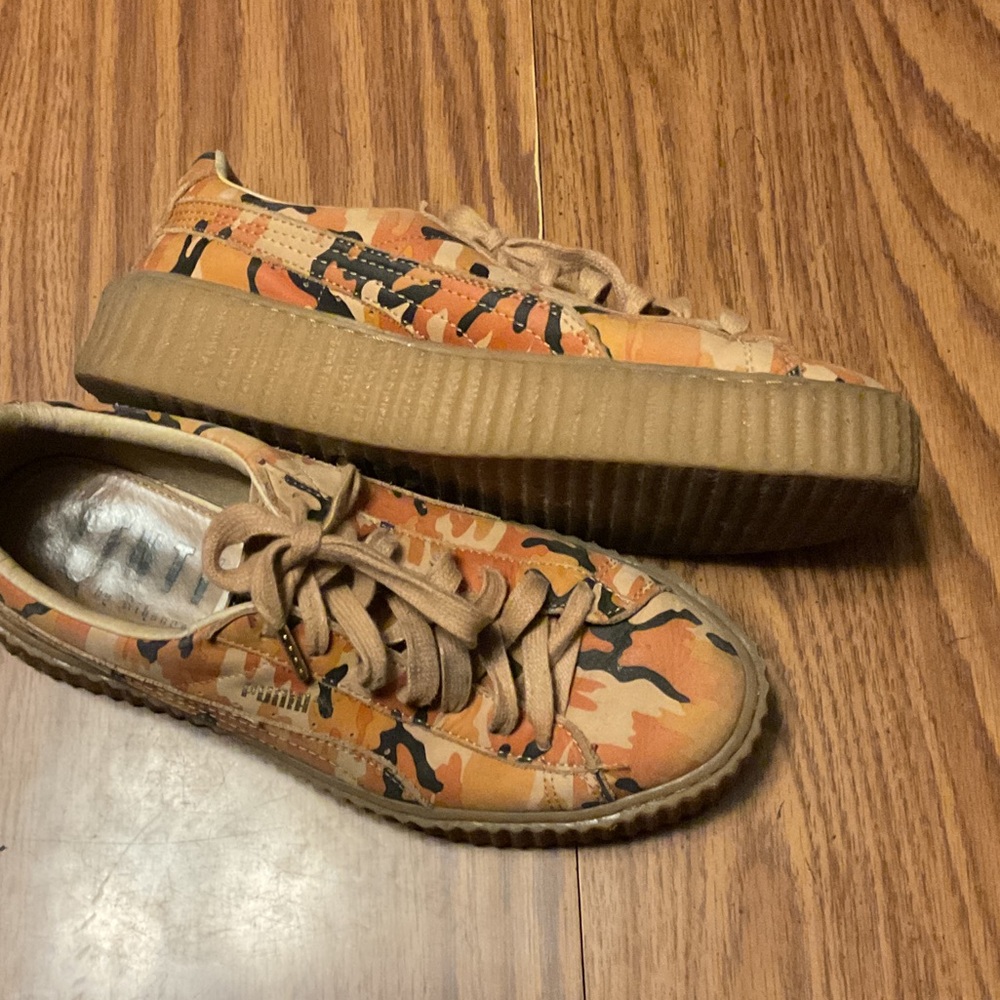 Puma Orange Camouflage Sneakers with Gum Sole - Picture 2 of 4